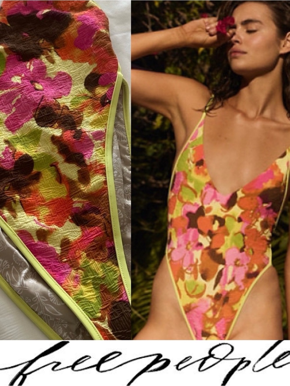 Free People Amber Printed Swimsuit in Tropicana❤️NWOT Size Medium